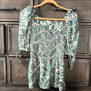 Hayden Green and Cream Leaf Blouse